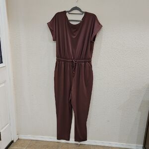 Maurices Jumpsuit with Tapered Legs and Waist Tie. Cocoa Blush